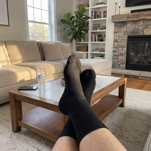 Customer wearing work socks